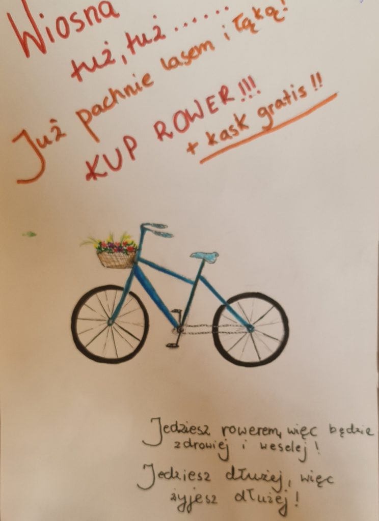 Plakat reklamowy w wykonaniu kreatywnej klasy 5a 👍