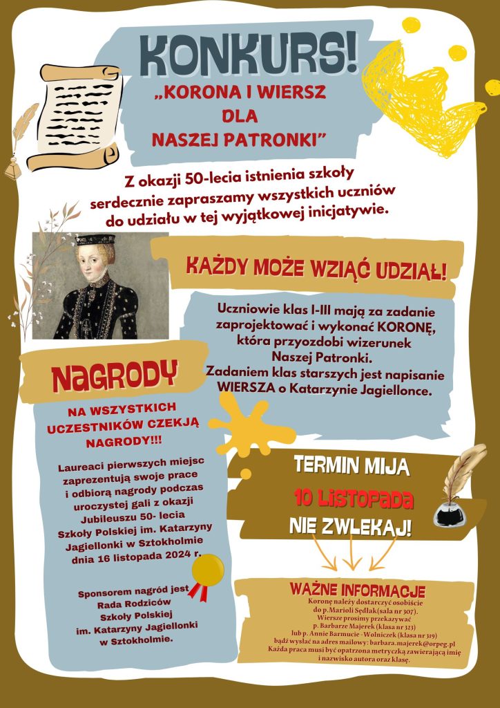 Konkurs „Korona i wiersz dla Naszej Patronki”