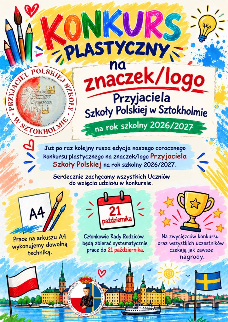 Konkurs plastyczny na znaczek/logo Przyjaciela Szkoły Polskiej w Sztokholmie